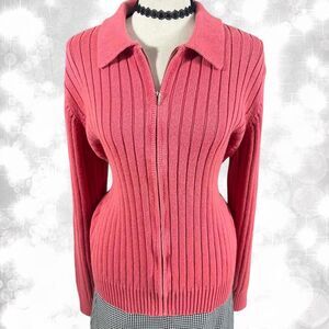 Y2K Alt Style Punk or Preppy Ribbed Zip Collar Jacket